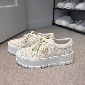 Guess Women's Beige Platform Sneakers